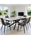 Tavolo allungabile Roxane con piano in ceramica effetto marmo arabesque pandora lucido 160x90x76H