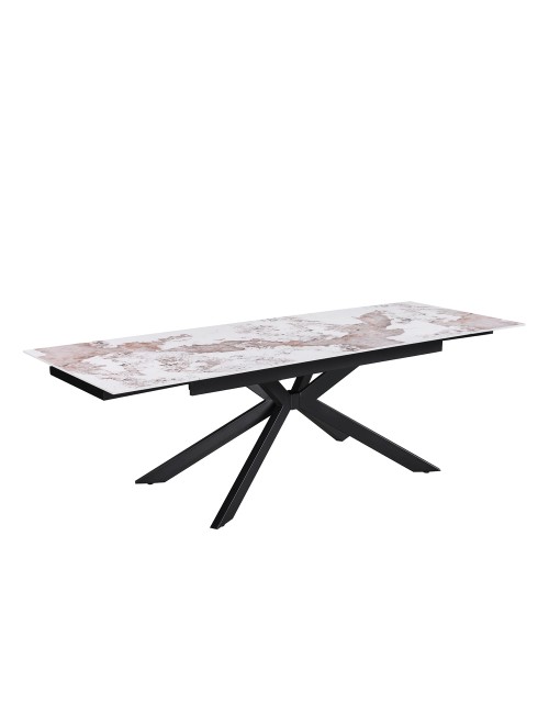 Tavolo allungabile Roxane con piano in ceramica effetto marmo arabesque pandora lucido 160x90x76H