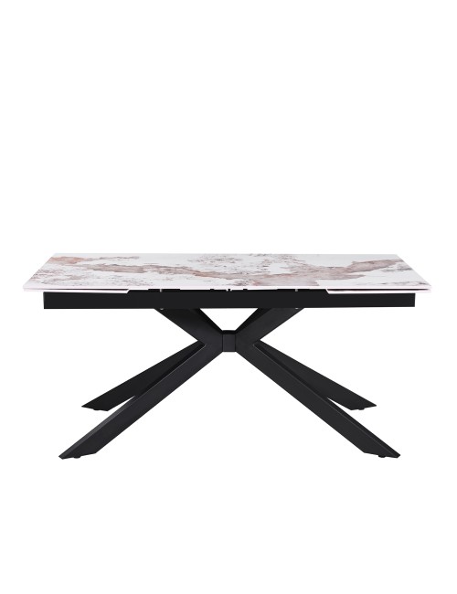 Tavolo allungabile Roxane con piano in ceramica effetto marmo arabesque pandora lucido 160x90x76H