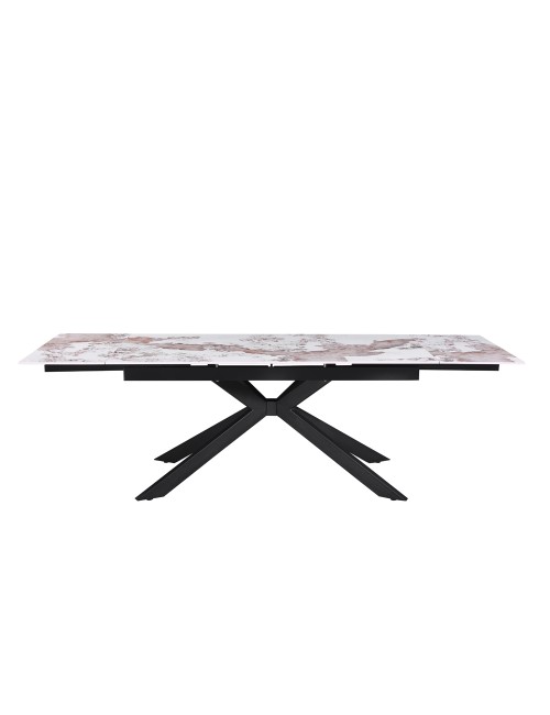 Tavolo allungabile Roxane con piano in ceramica effetto marmo arabesque pandora lucido 160x90x76H