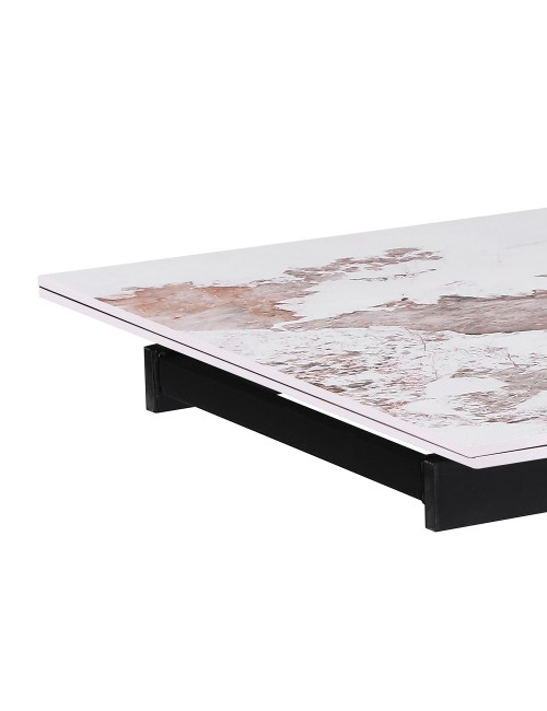 Tavolo allungabile Roxane con piano in ceramica effetto marmo arabesque pandora lucido 160x90x76H