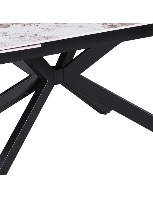 Tavolo allungabile Roxane con piano in ceramica effetto marmo arabesque pandora lucido 160x90x76H