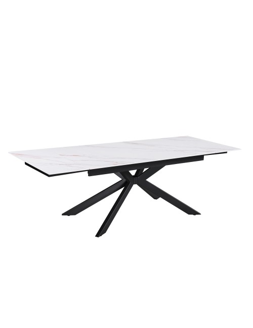 Tavolo allungabile Roxane con piano in ceramica effetto marmo bianco lucido lampaski 160x90x76H