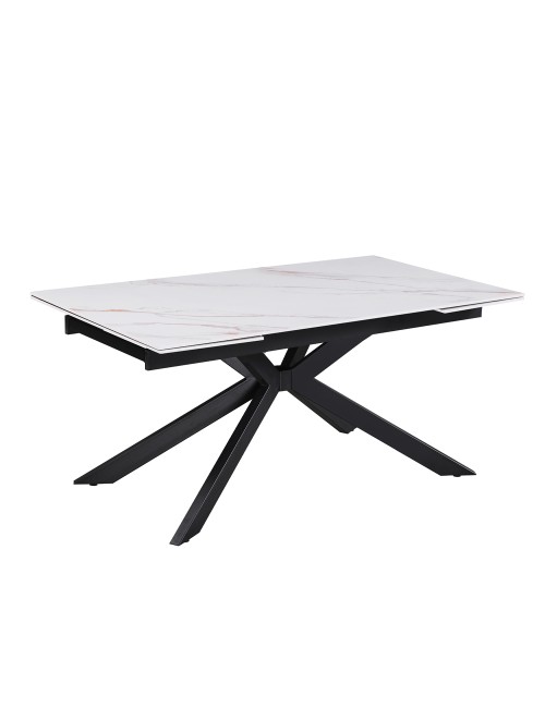 Tavolo allungabile Roxane con piano in ceramica effetto marmo bianco lucido lampaski 160x90x76H