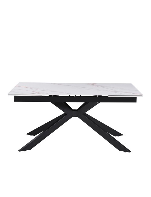 Tavolo allungabile Roxane con piano in ceramica effetto marmo bianco lucido lampaski 160x90x76H