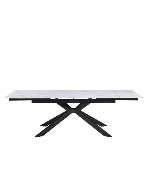 Tavolo allungabile Roxane con piano in ceramica effetto marmo bianco lucido lampaski 160x90x76H