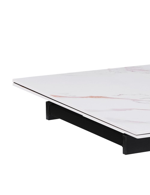 Tavolo allungabile Roxane con piano in ceramica effetto marmo bianco lucido lampaski 160x90x76H