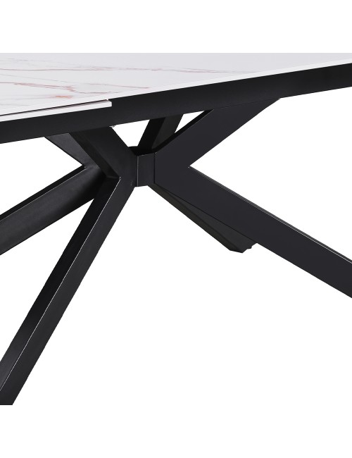 Tavolo allungabile Roxane con piano in ceramica effetto marmo bianco lucido lampaski 160x90x76H