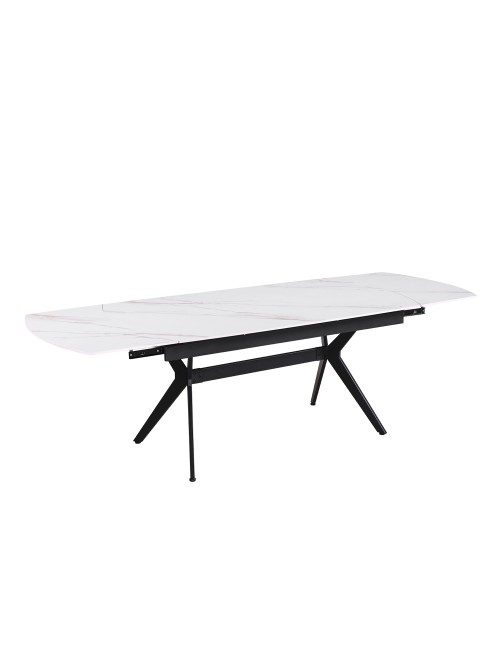 Tavolo allungabile piano ceramica effetto marmo bianco lampaski lucido Riley 160x90x76H