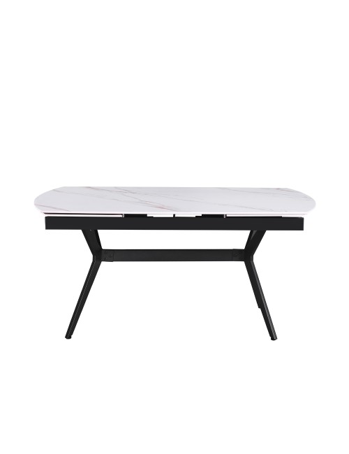 Tavolo allungabile piano ceramica effetto marmo bianco lampaski lucido Riley 160x90x76H
