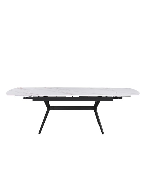 Tavolo allungabile piano ceramica effetto marmo bianco lampaski lucido Riley 160x90x76H