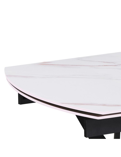 Tavolo allungabile piano ceramica effetto marmo bianco lampaski lucido Riley 160x90x76H