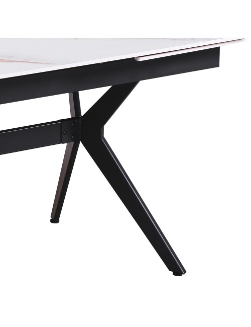 Tavolo allungabile piano ceramica effetto marmo bianco lampaski lucido Riley 160x90x76H