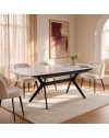 Tavolo allungabile piano ceramica effetto marmo bianco chanel lucido Riley 160x90x76H