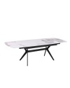 Tavolo allungabile piano ceramica effetto marmo bianco chanel lucido Riley 160x90x76H