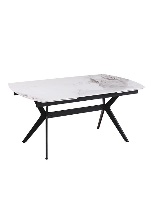 Tavolo allungabile piano ceramica effetto marmo bianco chanel lucido Riley 160x90x76H