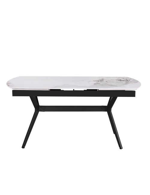 Tavolo allungabile piano ceramica effetto marmo bianco chanel lucido Riley 160x90x76H
