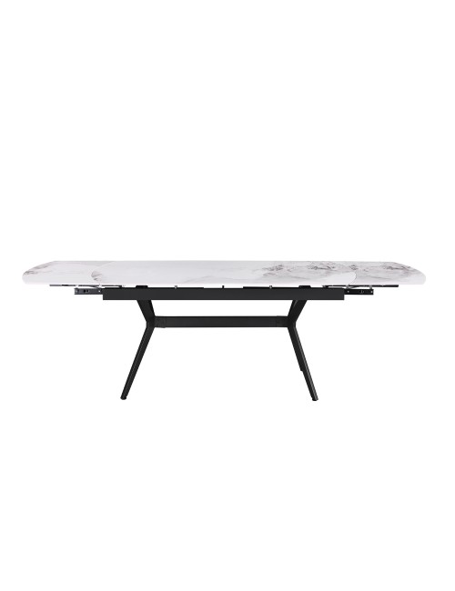 Tavolo allungabile piano ceramica effetto marmo bianco chanel lucido Riley 160x90x76H