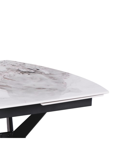 Tavolo allungabile piano ceramica effetto marmo bianco chanel lucido Riley 160x90x76H