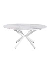 Tavolo rotondo allungabile Evelina piano effetto marmo bianco chanel lucido 120x120x76H