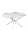 Tavolo rotondo allungabile Evelina piano effetto marmo bianco chanel lucido 120x120x76H