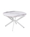 Tavolo rotondo allungabile Evelina piano effetto marmo bianco chanel lucido 120x120x76H
