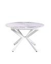 Tavolo rotondo allungabile Evelina piano effetto marmo bianco chanel lucido 120x120x76H