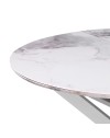 Tavolo rotondo allungabile Evelina piano effetto marmo bianco chanel lucido 120x120x76H