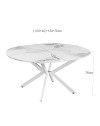 Tavolo rotondo allungabile Evelina piano effetto marmo bianco chanel lucido 120x120x76H