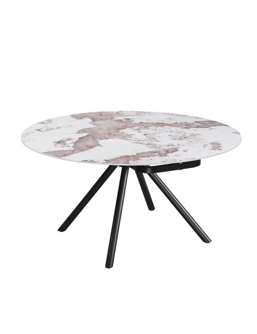 Tavolo Allungabile Girevole Carli 150 cm - Piano in Ceramica Marmo Arabesque Pandora Lucido
