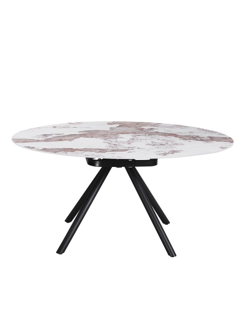 Tavolo Allungabile Girevole Carli 150 cm - Piano in Ceramica Marmo Arabesque Pandora Lucido