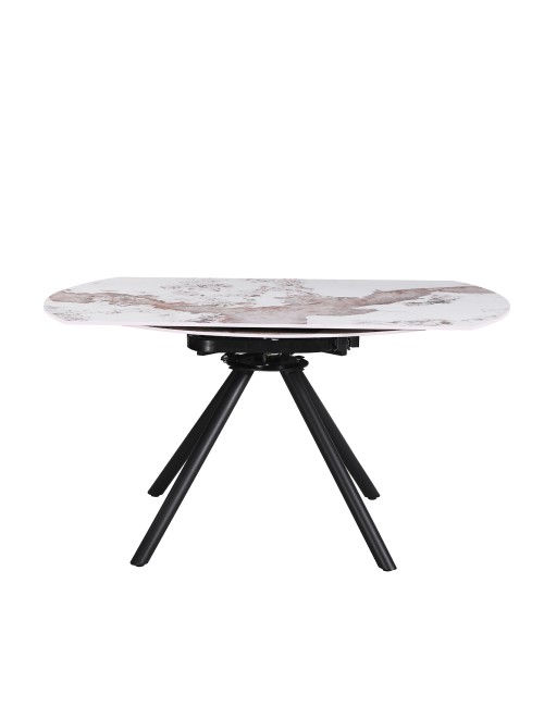 Tavolo Allungabile Girevole Carli 150 cm - Piano in Ceramica Marmo Arabesque Pandora Lucido