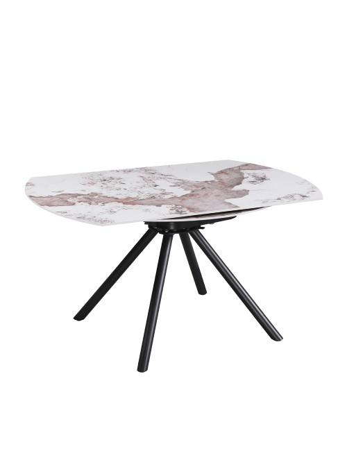 Tavolo Allungabile Girevole Carli 150 cm - Piano in Ceramica Marmo Arabesque Pandora Lucido