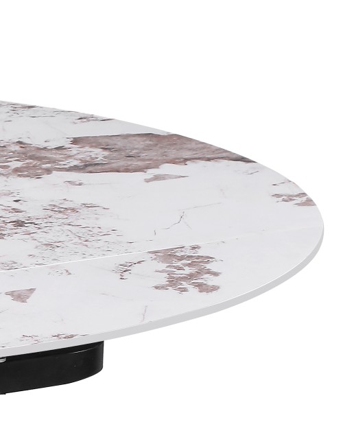 Tavolo Allungabile Girevole Carli 150 cm - Piano in Ceramica Marmo Arabesque Pandora Lucido