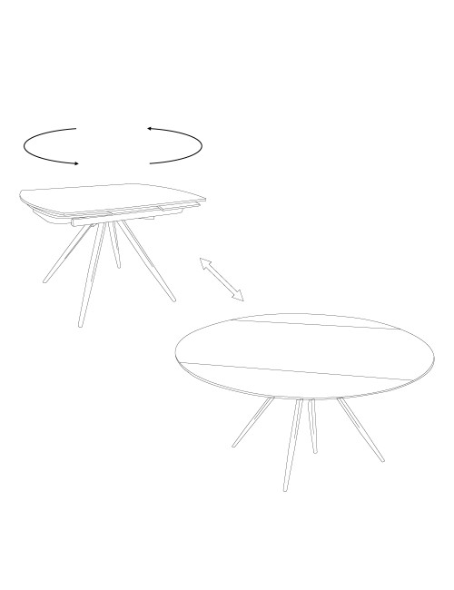 Tavolo Allungabile Girevole Carli 150 cm - Piano in Ceramica Marmo Arabesque Pandora Lucido