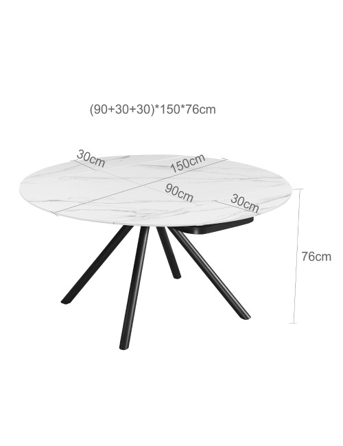 Tavolo Allungabile Girevole Carli 150 cm - Piano in Ceramica Marmo Arabesque Pandora Lucido
