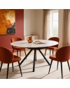 Tavolo Allungabile Girevole Carli 150 cm - Piano in Ceramica Marmo Bianco lampaski Lucido
