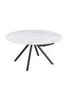 Tavolo Allungabile Girevole Carli 150 cm - Piano in Ceramica Marmo Bianco lampaski Lucido