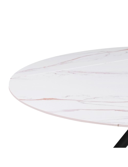 Tavolo Allungabile Girevole Carli 150 cm - Piano in Ceramica Marmo Bianco lampaski Lucido