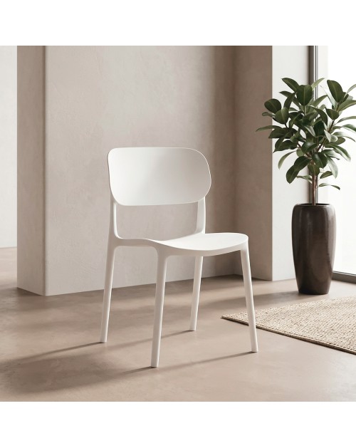 Set 4 Sedia in Polipropilene Loop Impilabili Bianco – Design Moderno e Leggero