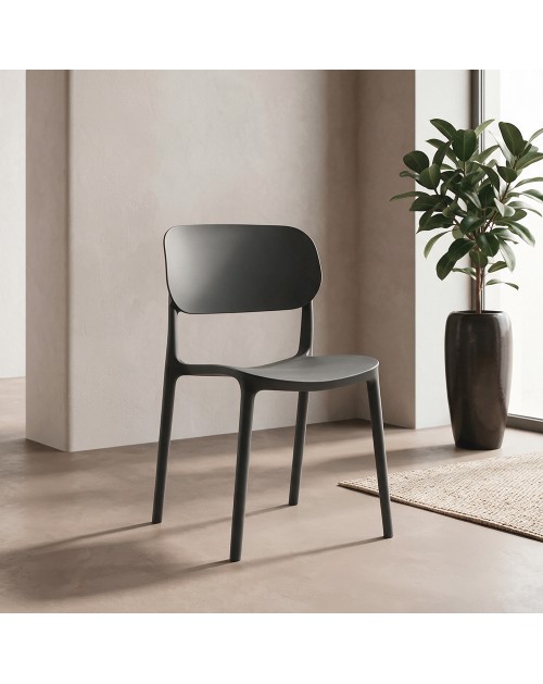 Set 4 Sedia in Polipropilene Loop Impilabili Grigio Scuro – Design Moderno e Leggero