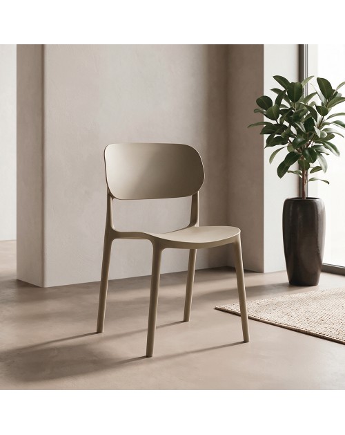 Set 4 Sedia in Polipropilene Loop Impilabili Tortora – Design Moderno e Leggero