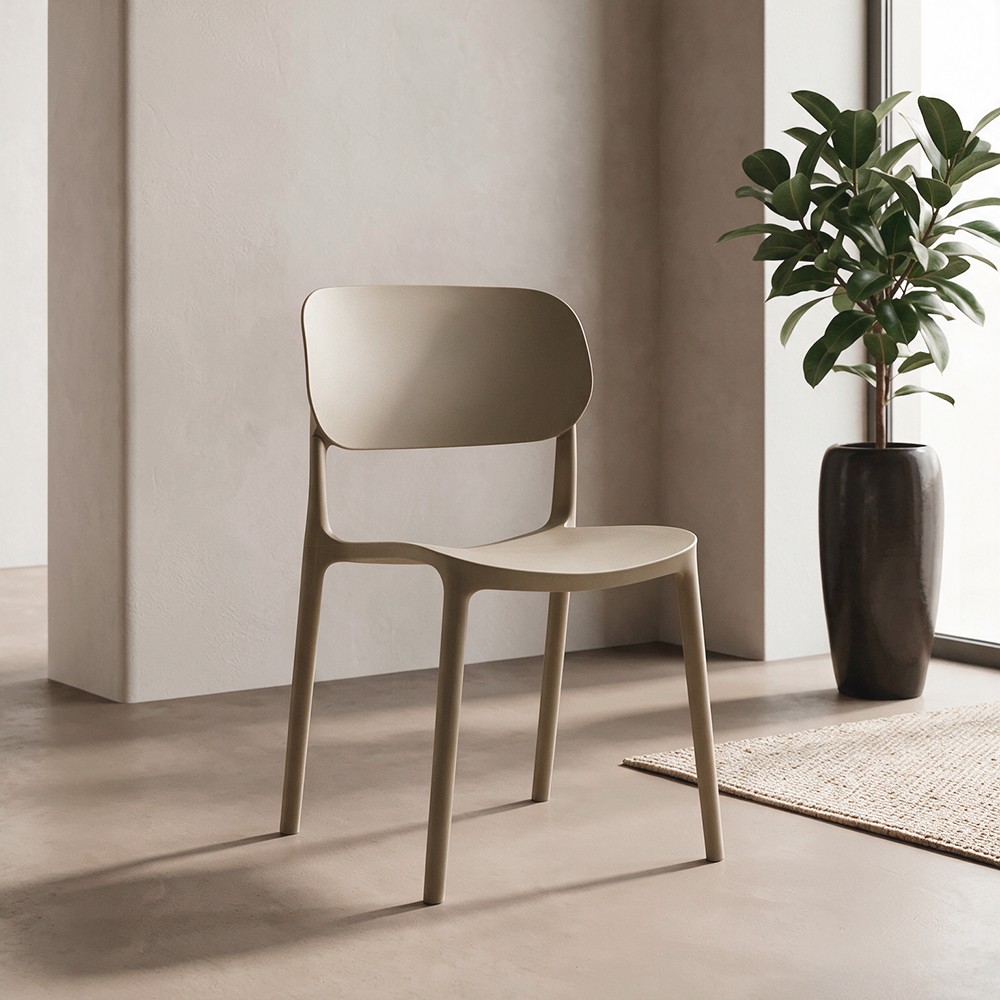 Set 4 Sedia in Polipropilene Loop Impilabili Tortora – Design Moderno e Leggero