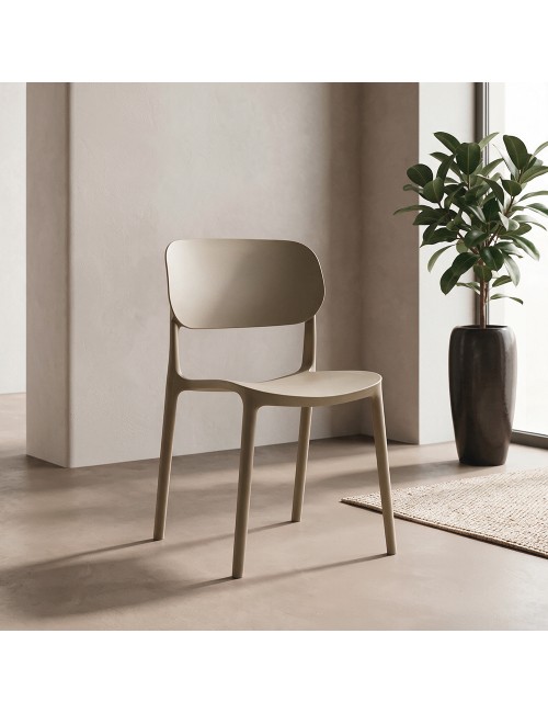 Set 4 Sedia in Polipropilene Loop Impilabili Tortora – Design Moderno e Leggero