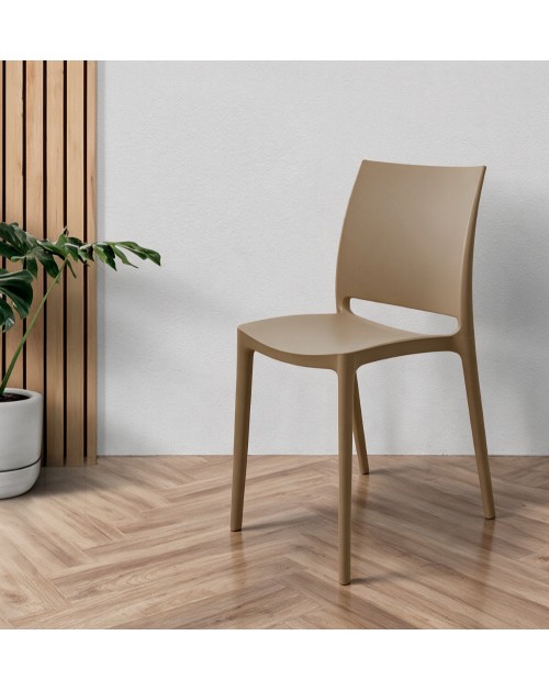Set 4 Sedia in Polipropilene Sfera Impilabili Tortora – Linea Moderna e Compatta