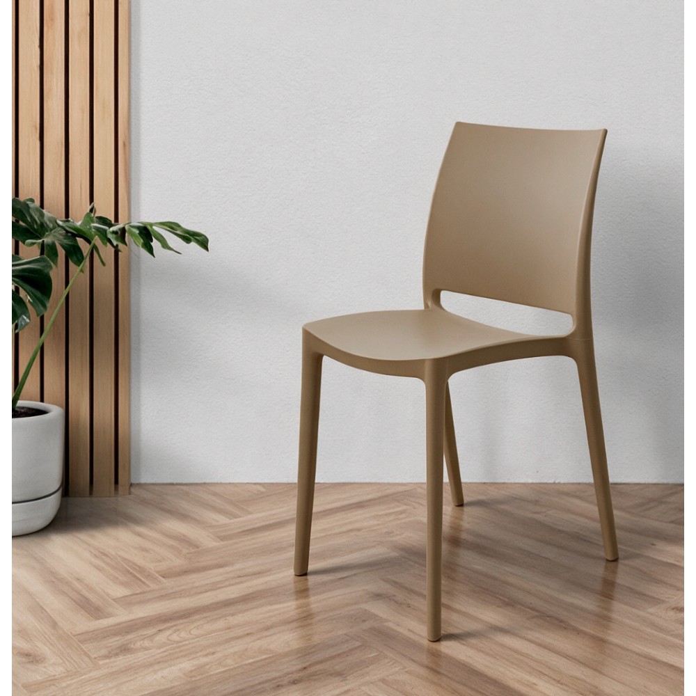 Set 4 Sedia in Polipropilene Sfera Impilabili Tortora – Linea Moderna e Compatta