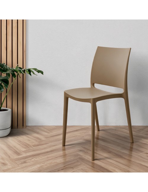 Set 4 Sedia in Polipropilene Sfera Impilabili Tortora – Linea Moderna e Compatta