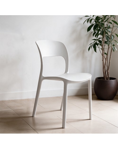 Set 4 Sedia in Polipropilene Vela Impilabili Bianco – Profilo Curvo e Design Essenziale
