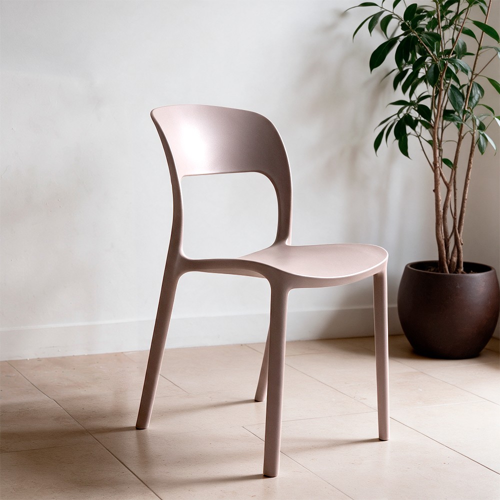 Set 4 Sedia in Polipropilene Vela Impilabili Grigio – Profilo Curvo e Design Essenziale