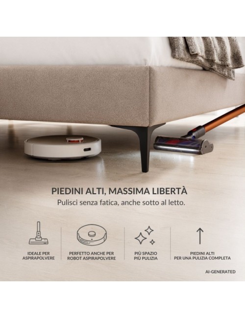 Letto Matrimoniale Line con Contenitore in Tessuto Grigio Chiaro – Stile Moderno e Praticità Salvaspazio